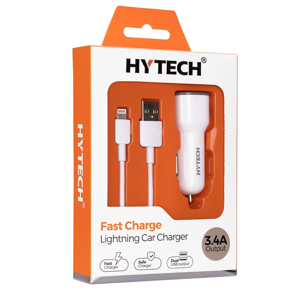 HYTECH HY-X44 3.4A HIZLI ŞARJ iPHONE 2 USB BEYAZ ARAÇ ŞARJ CİHAZI