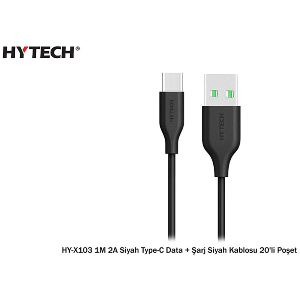 HYTECH HY-X103 1M 2A Type-C DATA+ŞARJ Siyah/Beyaz KABLOSU