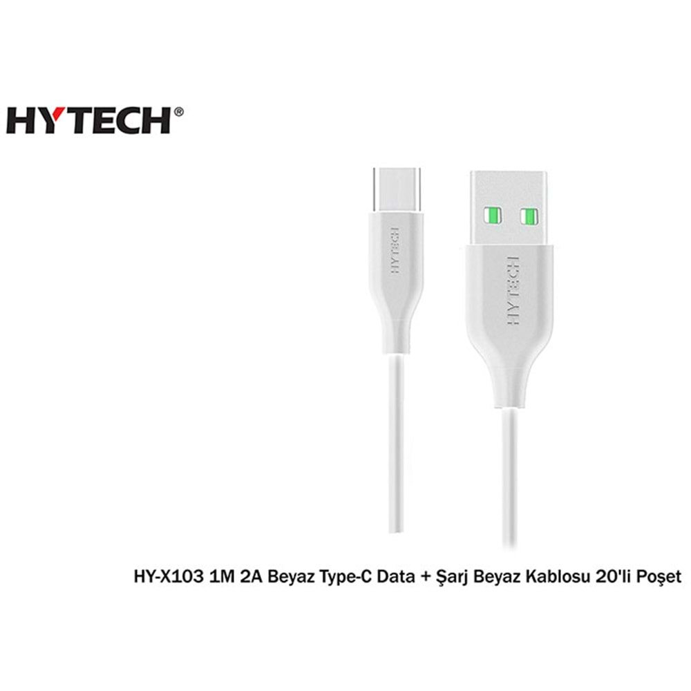 HYTECH HY-X103 1M 2A Type-C DATA+ŞARJ Siyah/Beyaz KABLOSU