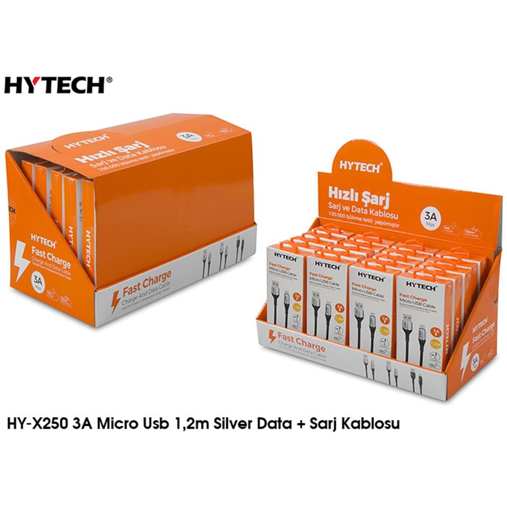 HYTECH HY-X250 3A MİCRO USB 1,2m DATA + SARJ KABLOSU