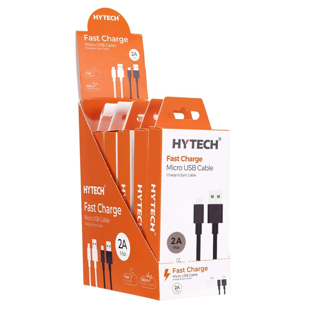 HYTECH HY-X83 1m 2A MİCRO USB Siyah/Beyaz ŞARJ KABLOSU