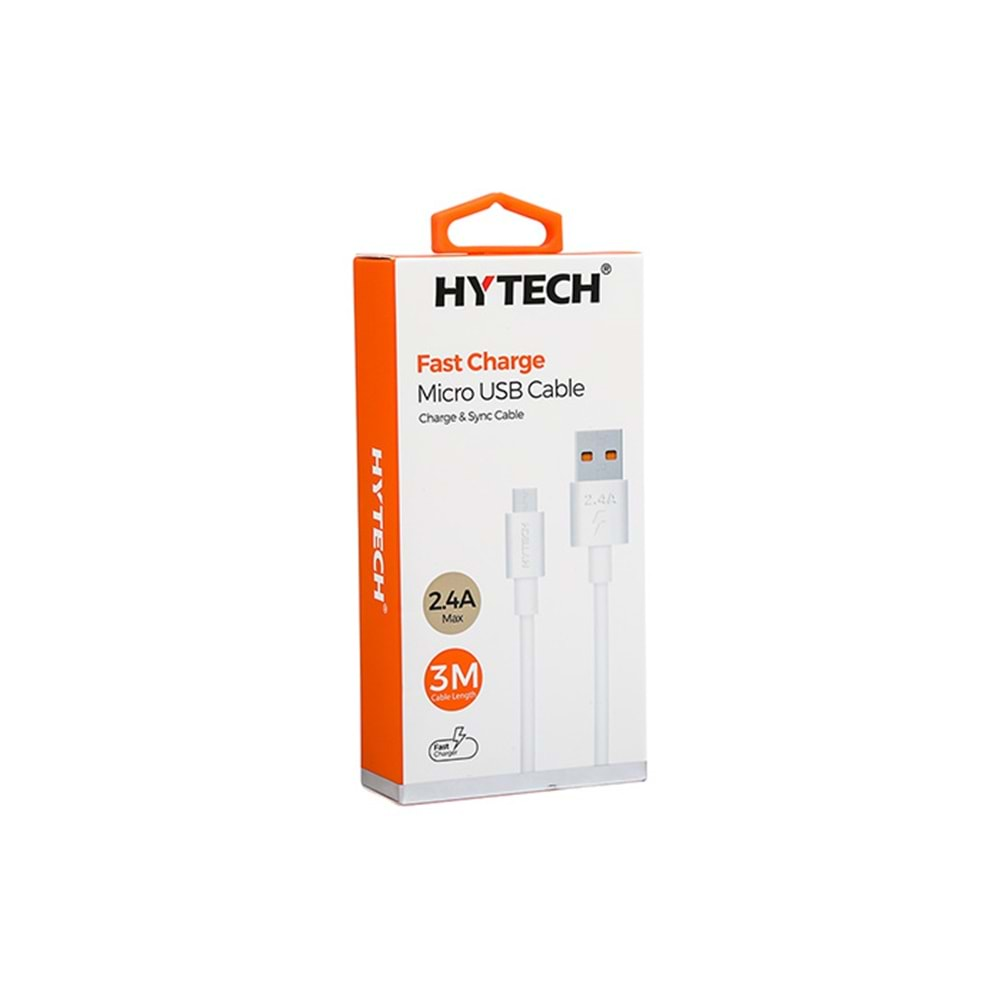 HYTECH HY-X893 3m 2.4A USB to MİCRO USB BEYAZ DATA+SARJ KABLOSU