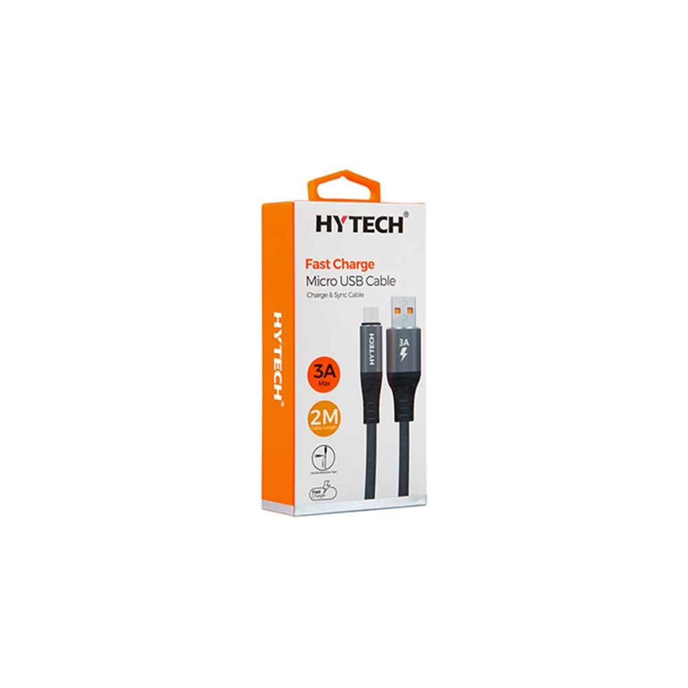 HYTECH HY-X2102M 3A MİCRO USB 2m GRİ DATA + SARJ KABLOSU