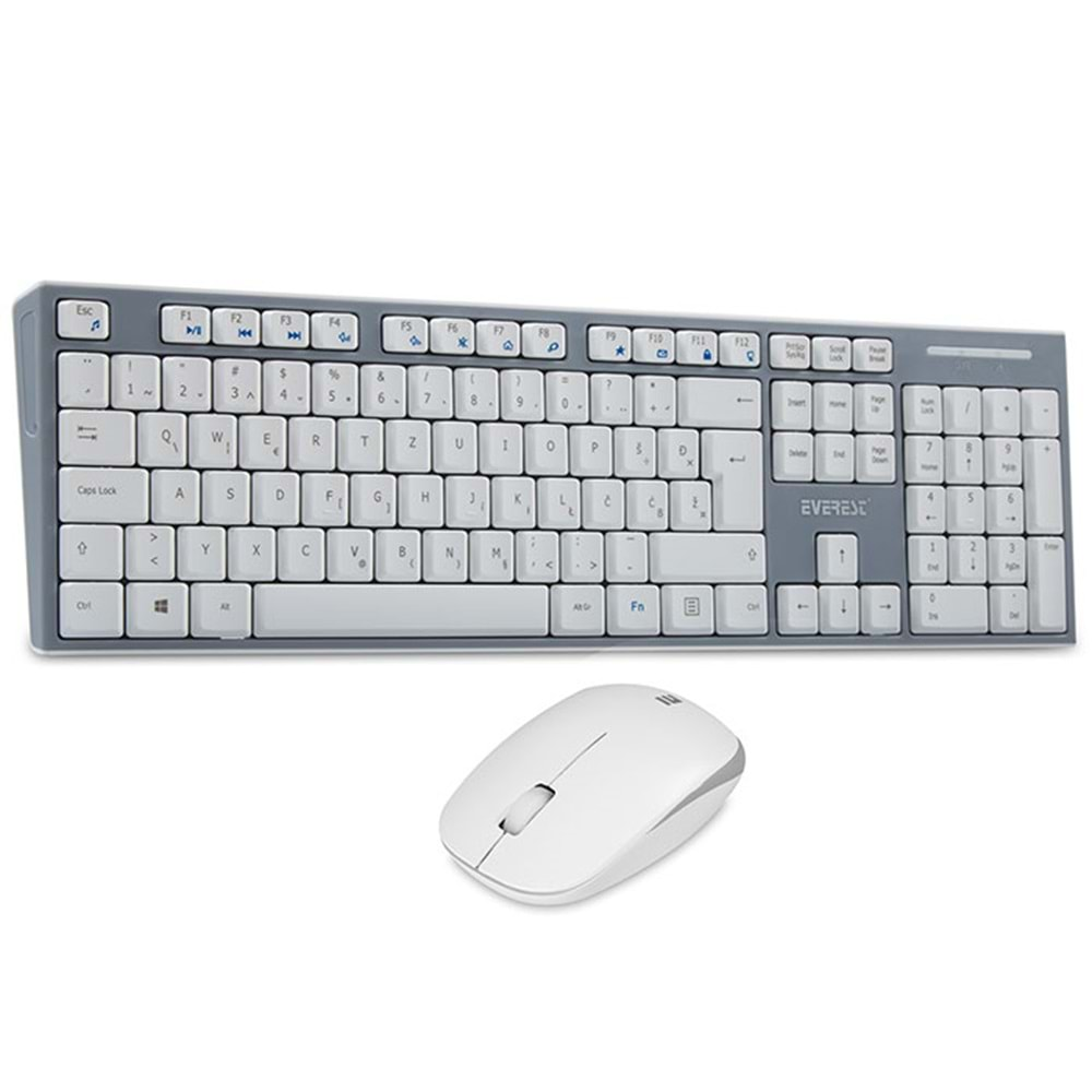 EVEREST KM-6063 BEYAZ-GRİ KABLOSUZ Q M.M KLAVYE+MOUSE SET