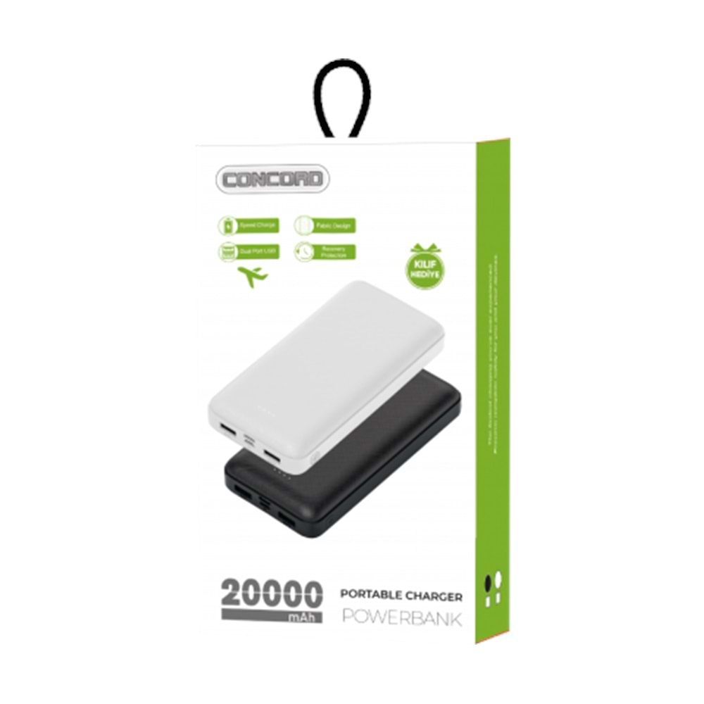 CONCORD C-117 20000mAh TAŞINABİLİR ŞARJ CİHAZI POWERBANK