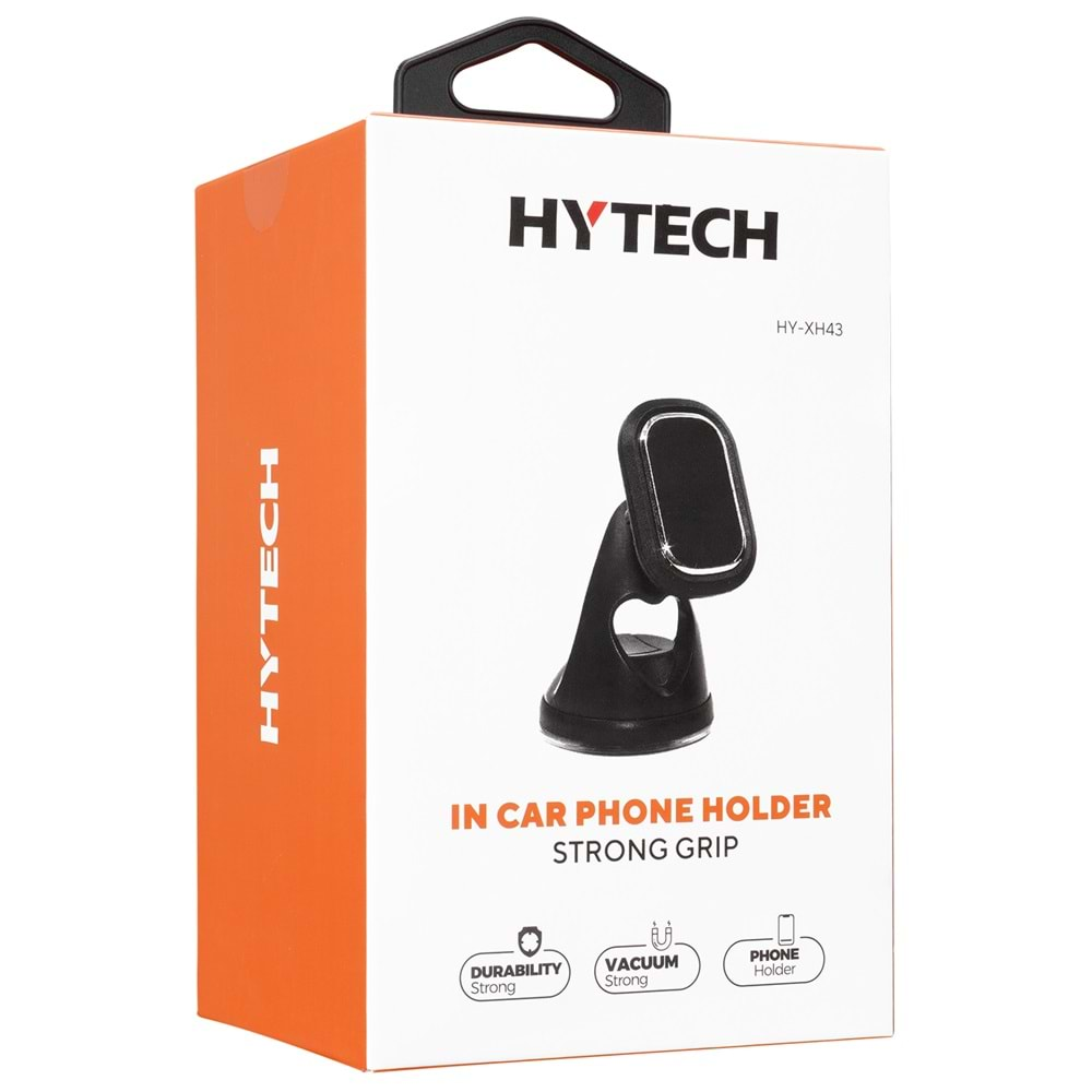 HYTECH HY-XH43 Universal Ayarlanabilir Vantuz + Izgara aparatlı Siyah Mıknatıslı Araç Telefon Tutucu