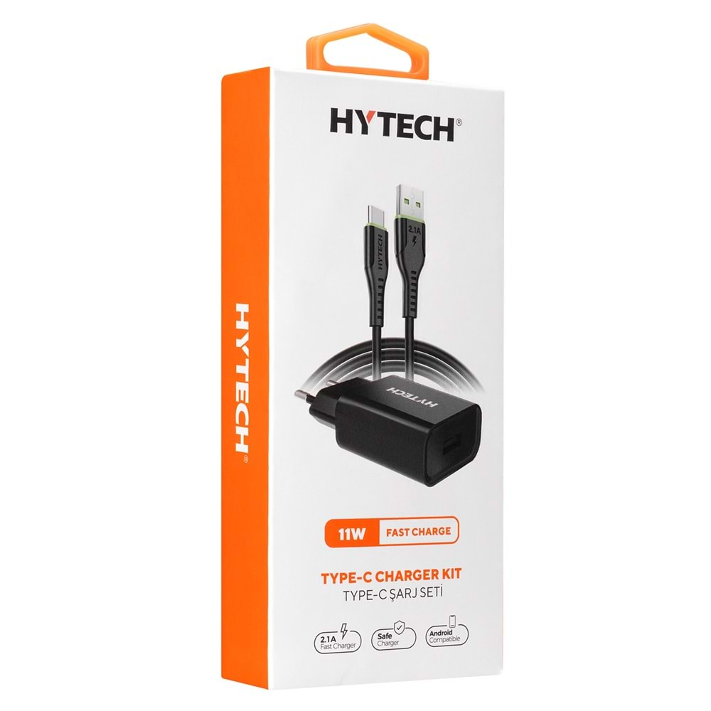 HYTECH HY-XE26T TYPE-C KABLOLU 2100MA EV ŞARJ 11W + 2A MİCRO SİYAH ŞARJ ADAPTÖR SETİ