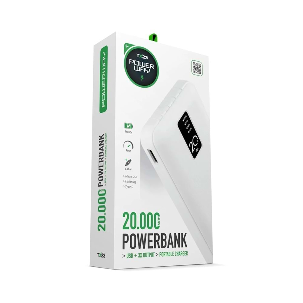 Powerway TX23 Digital Ekran 20000 Mah Taşınabilir Powerbank