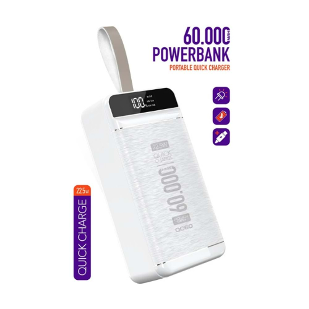 Powerway QC60 60000 Amper Pd 22.5W Powerbank