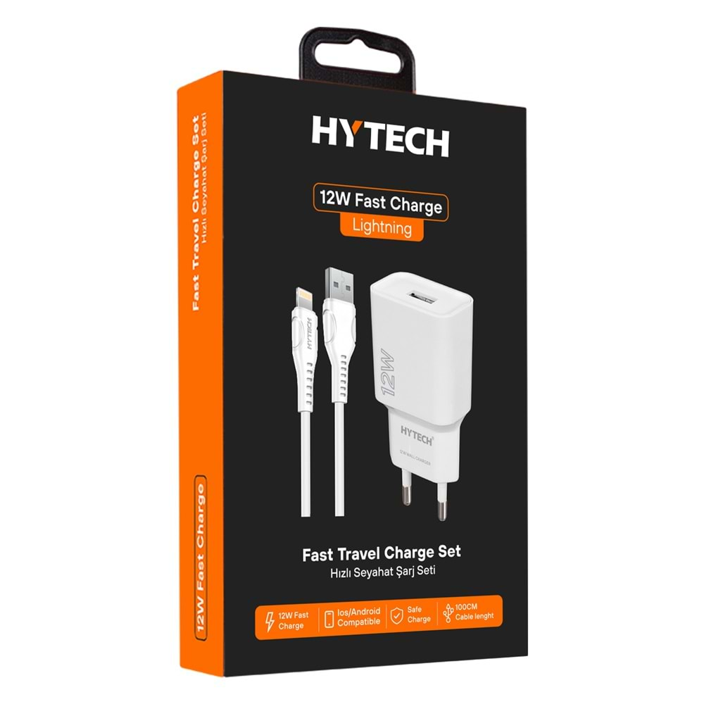 Hytech HY-XT50L 12W 5V 2,4A iPHONE Kablolu Beyaz kablo + Ev Şarj Cihaz