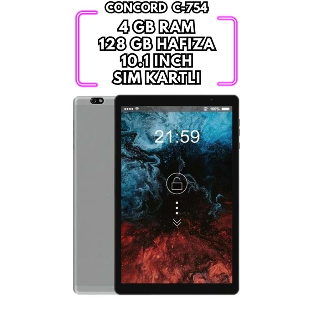 Concord C-754 10.1 İnç Ips Ekran 8 Cero 4 Gb Rem 128 Gb Hafıza Tablet