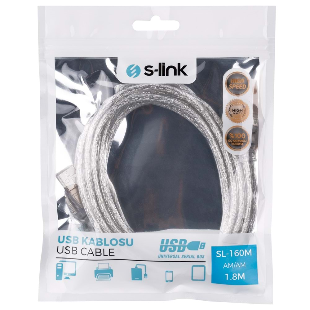 S-link SL-160M Usb 1.8mt M/M Kablosu USB TO USB