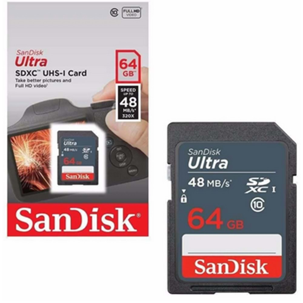 Sandisk 64 GB SD Kart Class 10 SDSDUNB-064G-GN31N