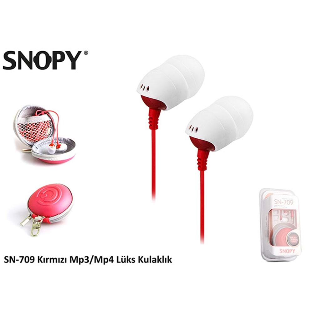 Snopy SN-709 Koruma Çantalı Lüks Kulak İçi Kulaklık Mobil Telefon Uyumlu Siyah