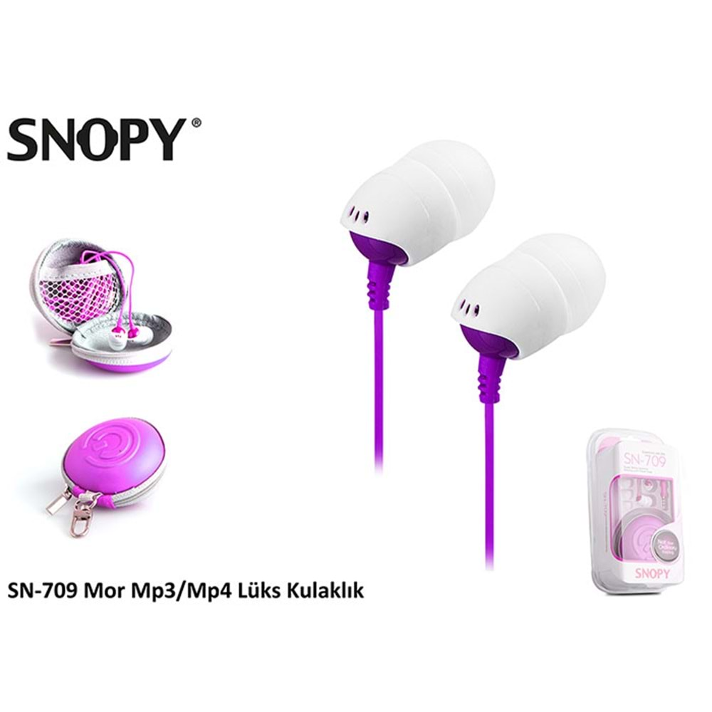 Snopy SN-709 Koruma Çantalı Lüks Kulak İçi Kulaklık Mobil Telefon Uyumlu Siyah