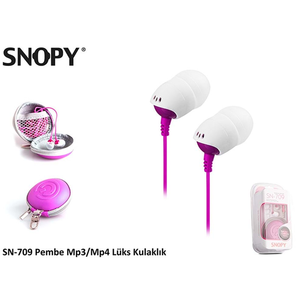 Snopy SN-709 Koruma Çantalı Lüks Kulak İçi Kulaklık Mobil Telefon Uyumlu Siyah