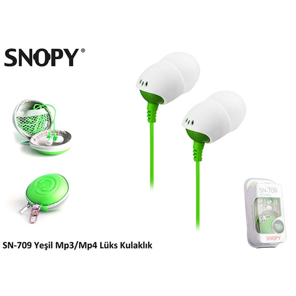 Snopy SN-709 Koruma Çantalı Lüks Kulak İçi Kulaklık Mobil Telefon Uyumlu Siyah