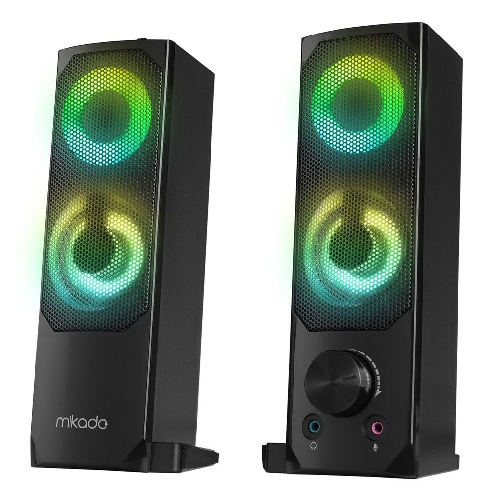 Mikado MD-S102 2.0 3Wx2CH RGB Ledli Siyah USB Sound Bar Speaker Hoparlör