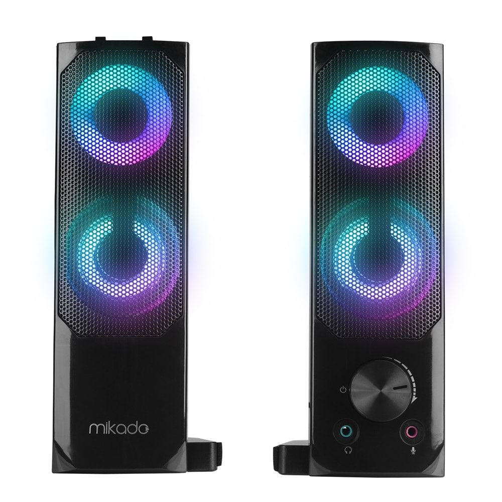 Mikado MD-S102 2.0 3Wx2CH RGB Ledli Siyah USB Sound Bar Speaker Hoparlör