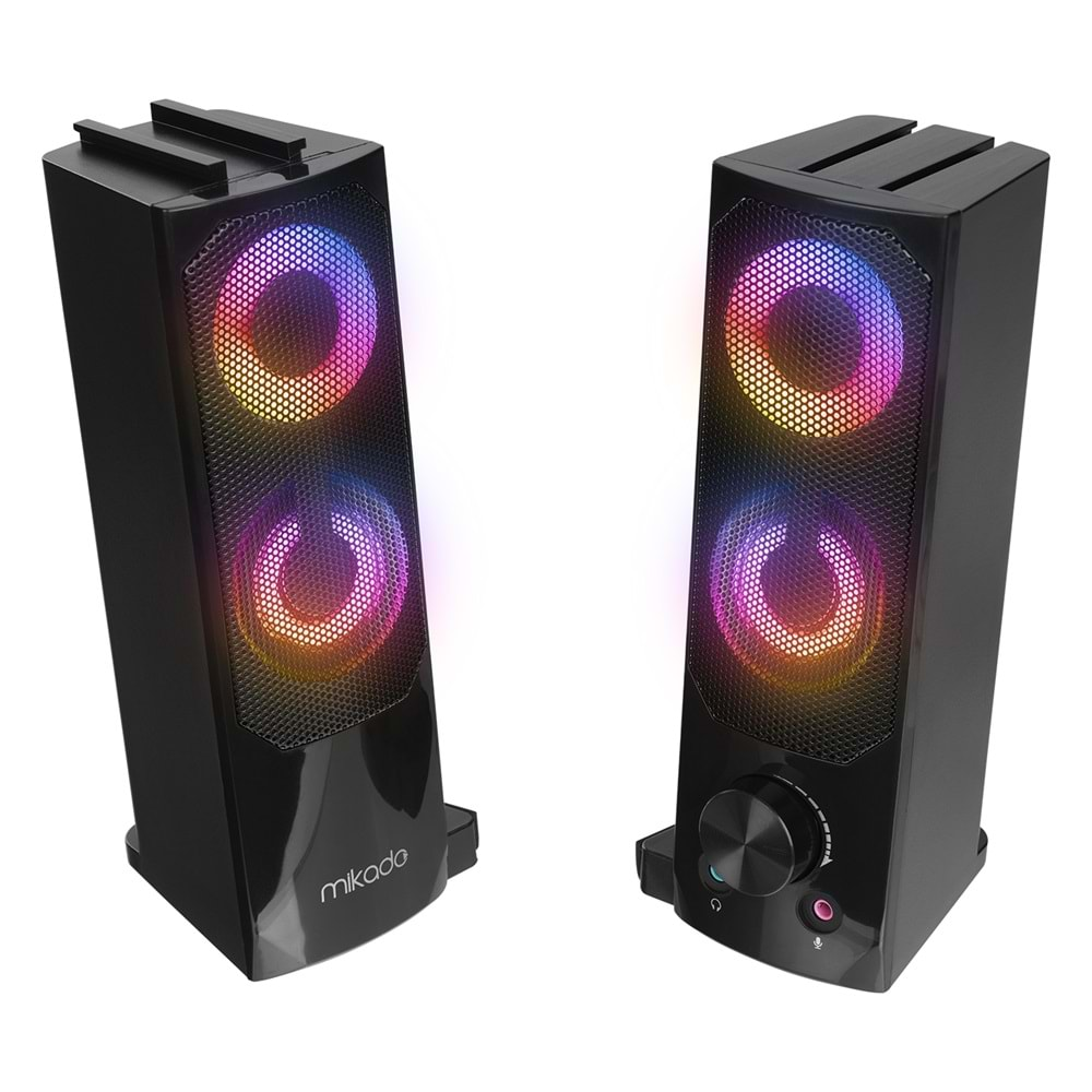 Mikado MD-S102 2.0 3Wx2CH RGB Ledli Siyah USB Sound Bar Speaker Hoparlör