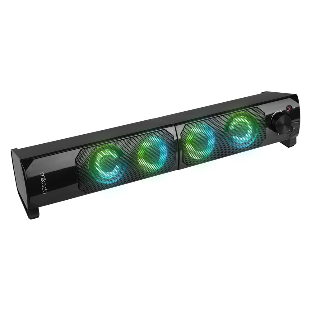 Mikado MD-S102 2.0 3Wx2CH RGB Ledli Siyah USB Sound Bar Speaker Hoparlör