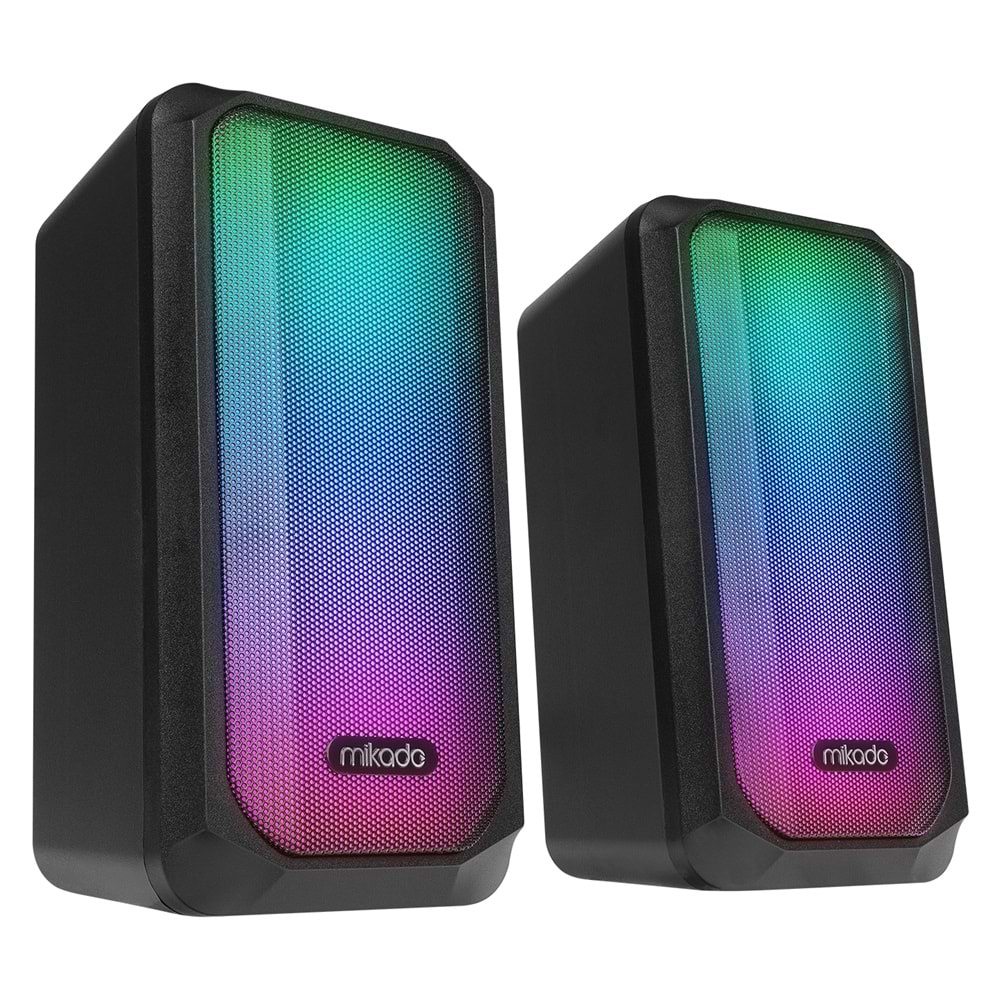 Mikado MD-356 2,0 5Wx2CH RGB Ledli Siyah USB Multimedia Oyuncu Speaker