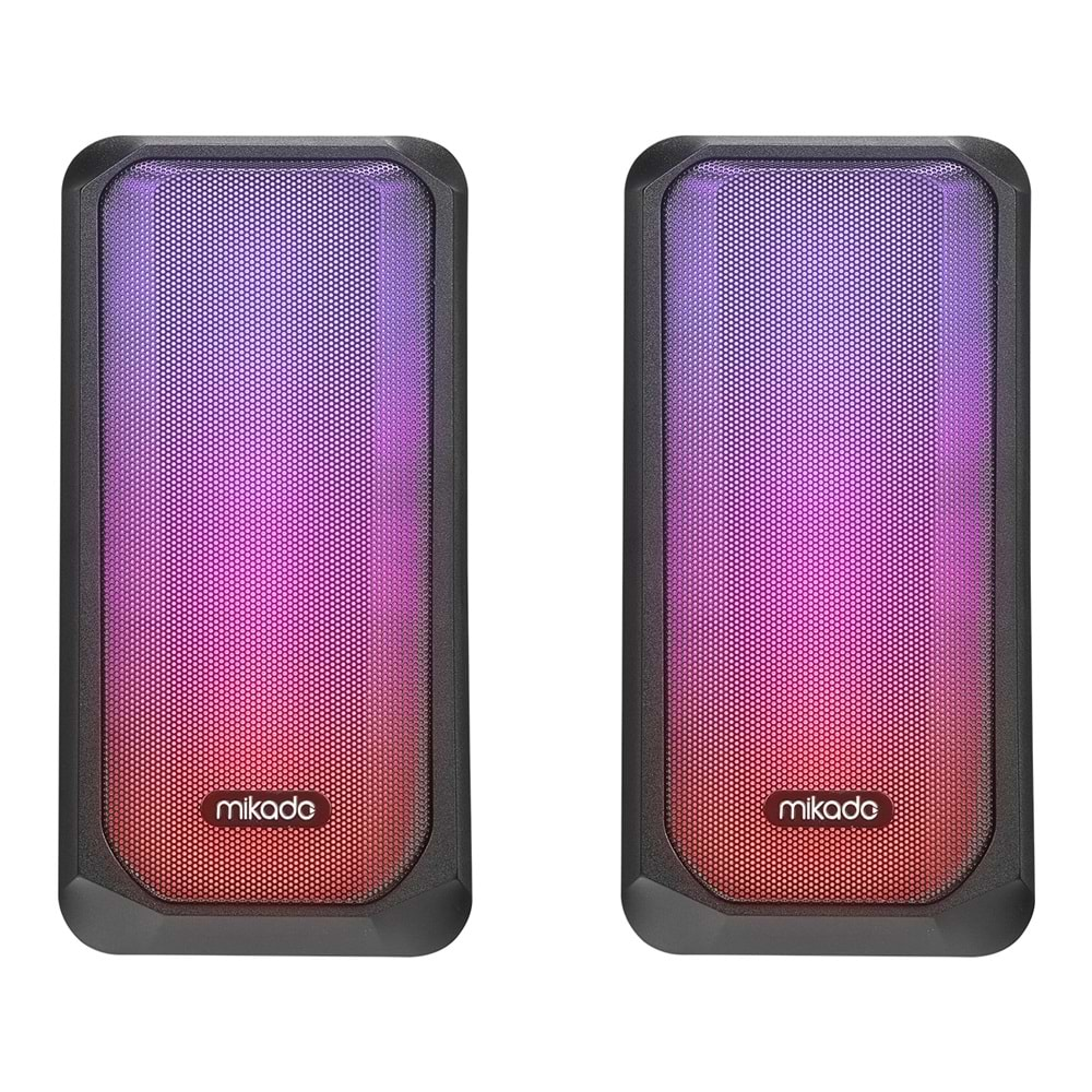 Mikado MD-356 2,0 5Wx2CH RGB Ledli Siyah USB Multimedia Oyuncu Speaker