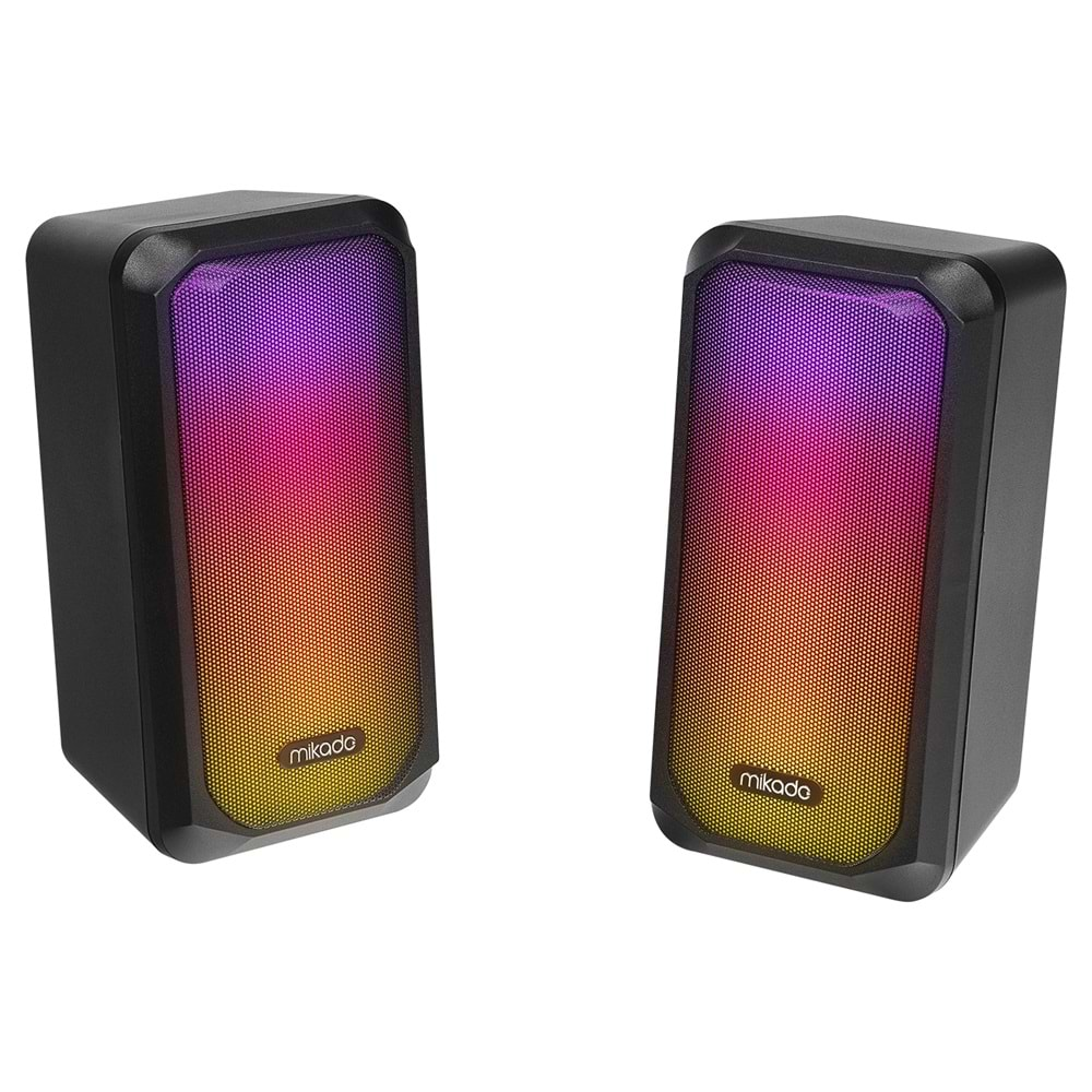 Mikado MD-356 2,0 5Wx2CH RGB Ledli Siyah USB Multimedia Oyuncu Speaker