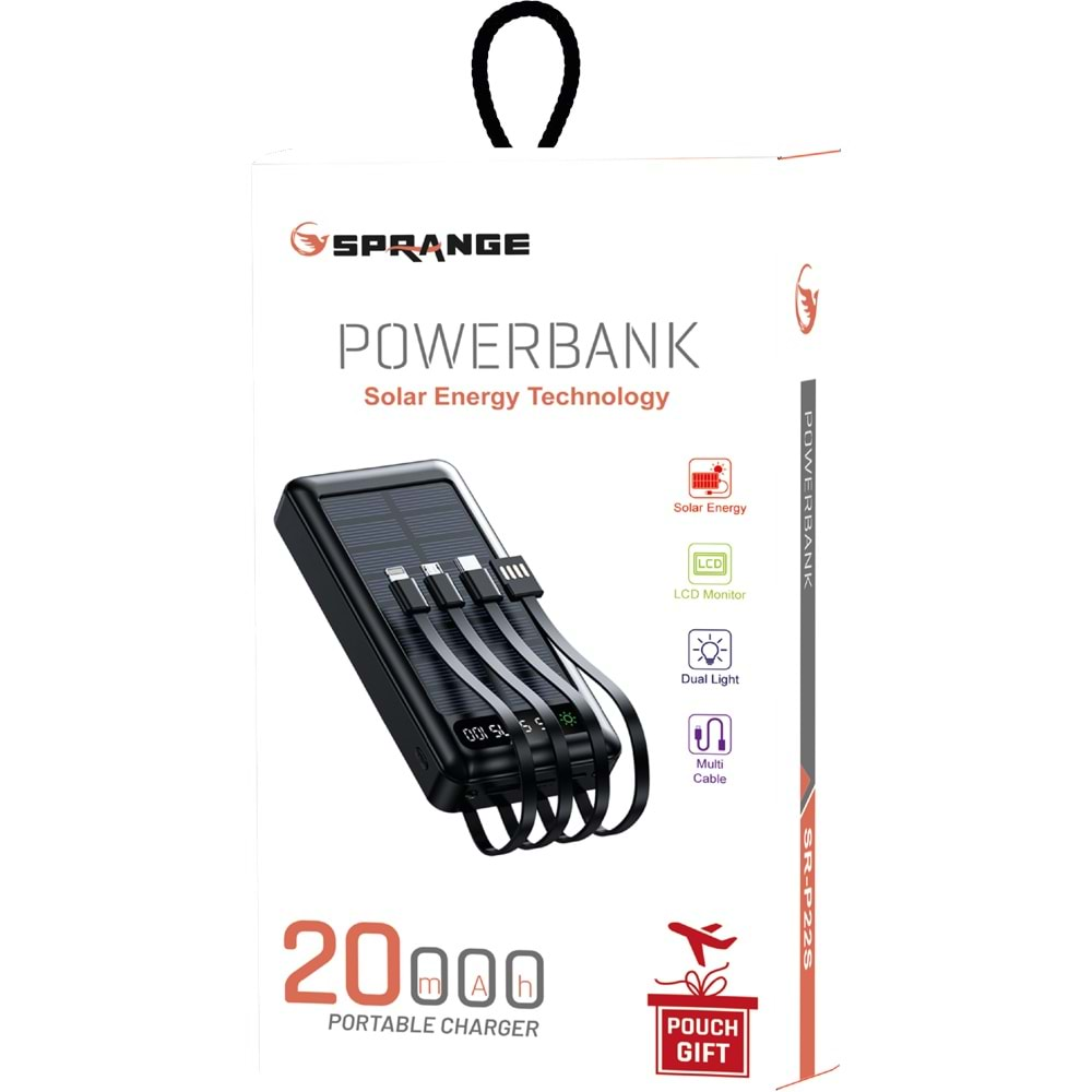 Sprange SR-P22S 20000 MAH GÜNEŞ ENERJİLİ SOLAR Powerbank