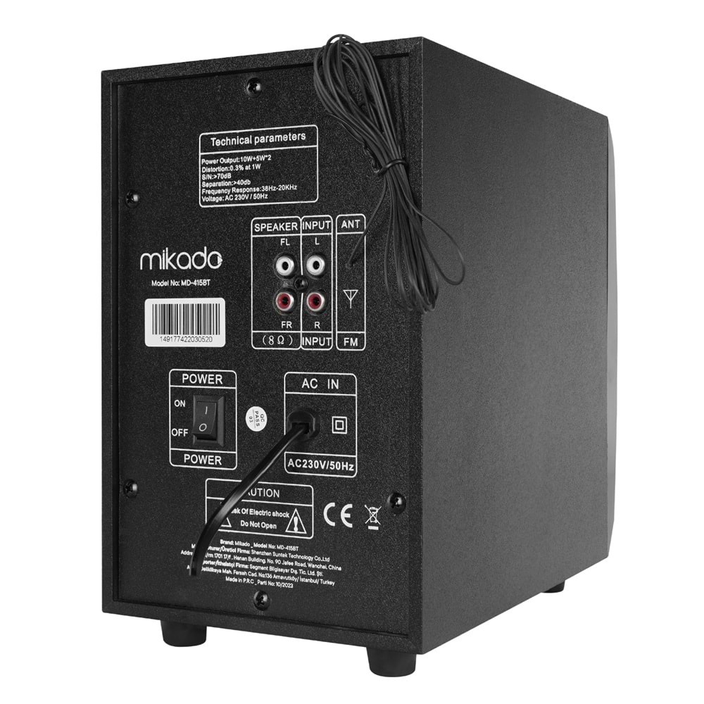 Mikado MD-415BT 2+1 20W Siyah Multimedya FM/BT/SD/USB Speaker Hoparlör