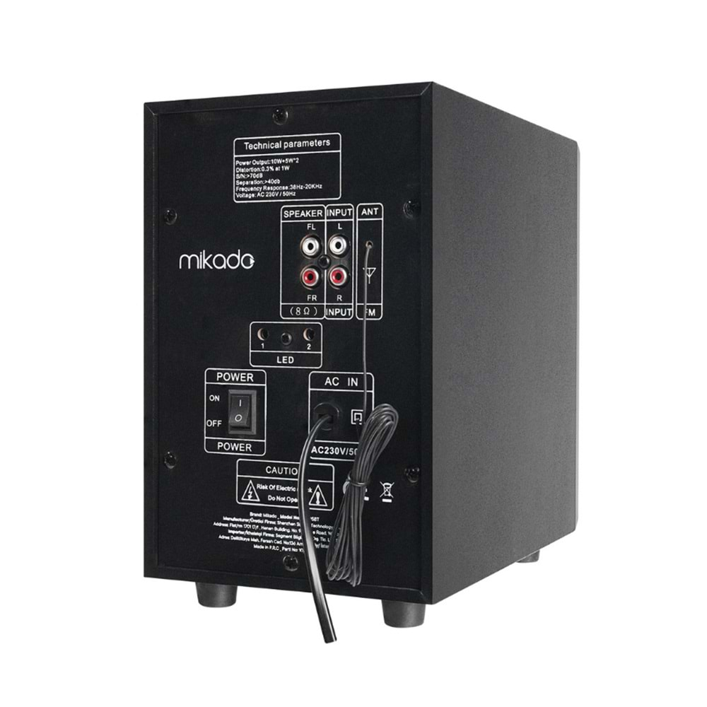 Mikado MD-95BT 2+1 20W Siyah Multimedya FM/BT/SD/USB Speaker Hoparlör