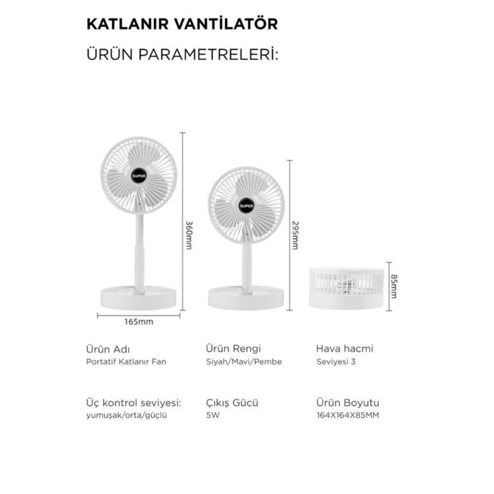 DT-FS-21 USBLİ VANTİLATÖR