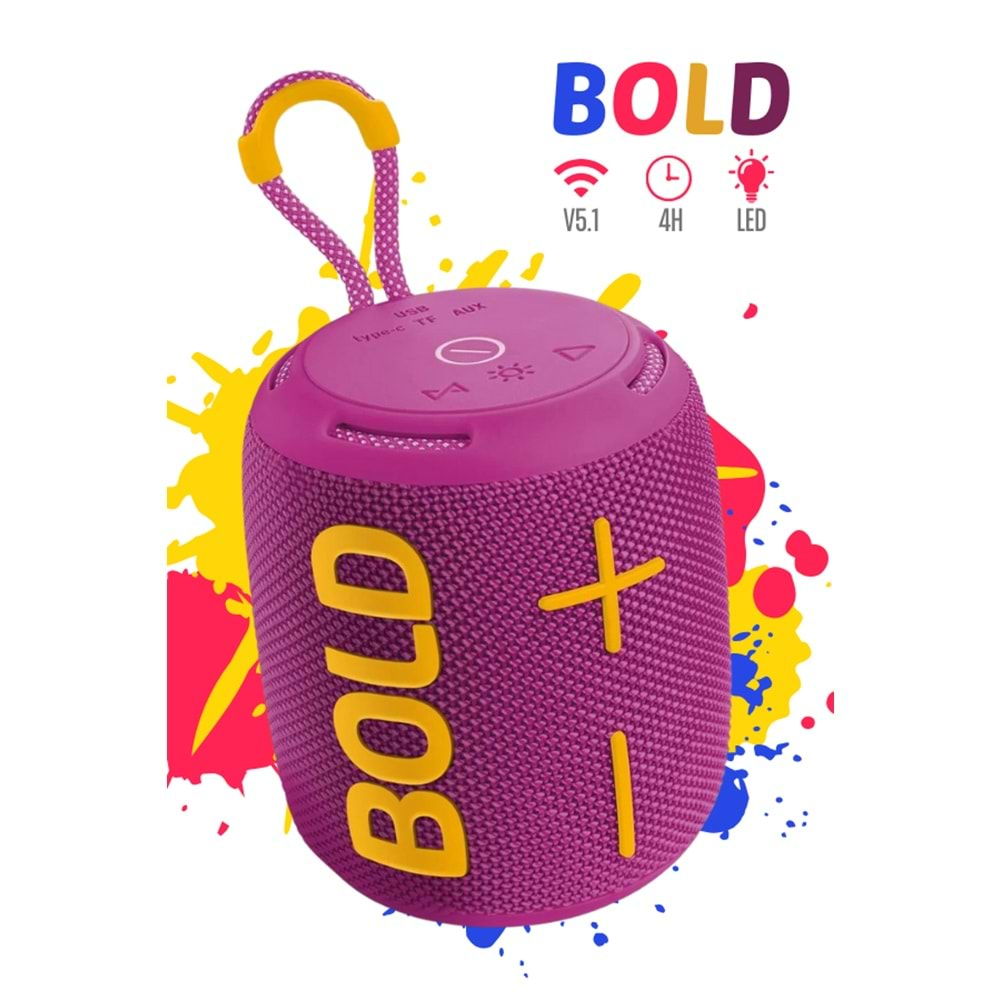 Powerway BOLD Taşınabilir Ses Bombası Kablosuz Bluetooth Hoparlör Speaker Yüksek Sesli TWS