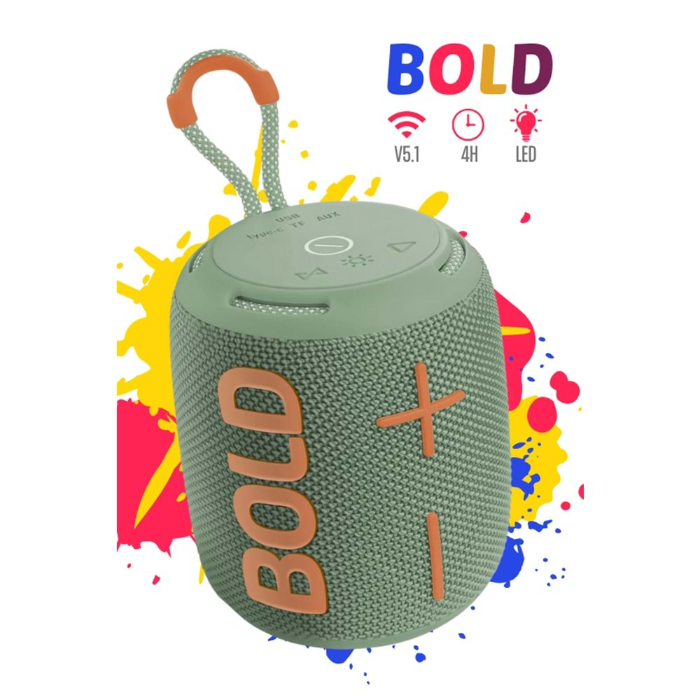 Powerway BOLD Taşınabilir Ses Bombası Kablosuz Bluetooth Hoparlör Speaker Yüksek Sesli TWS