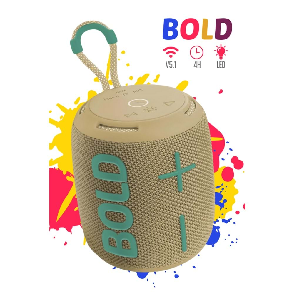 Powerway BOLD Taşınabilir Ses Bombası Kablosuz Bluetooth Hoparlör Speaker Yüksek Sesli TWS