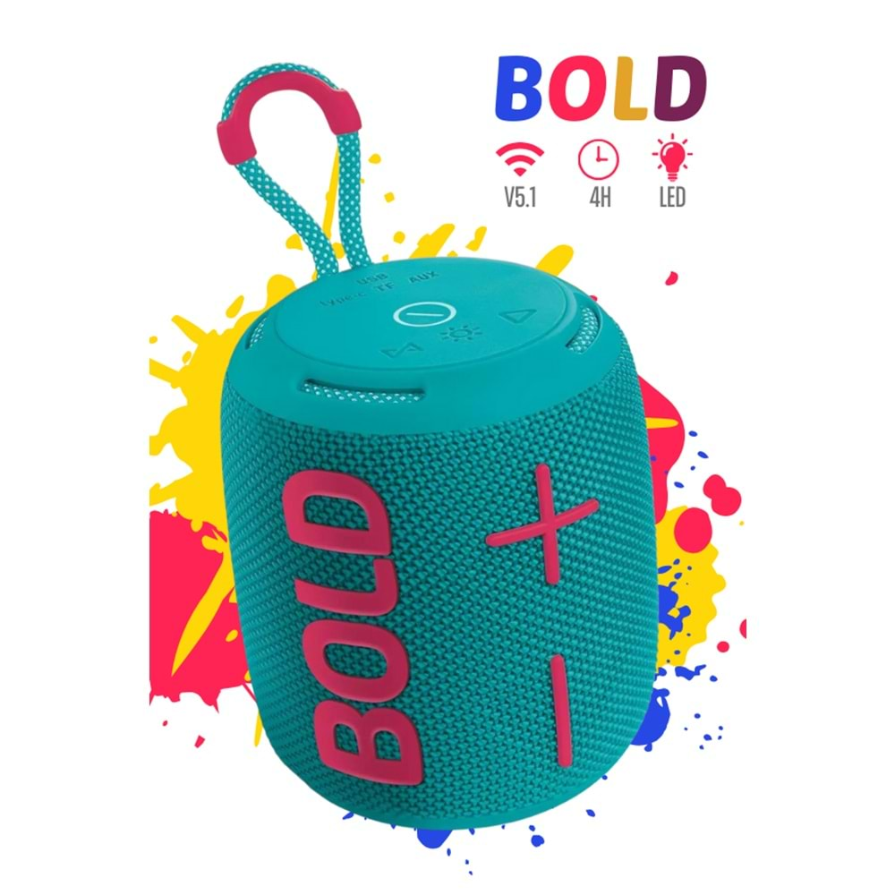 Powerway BOLD Taşınabilir Ses Bombası Kablosuz Bluetooth Hoparlör Speaker Yüksek Sesli TWS