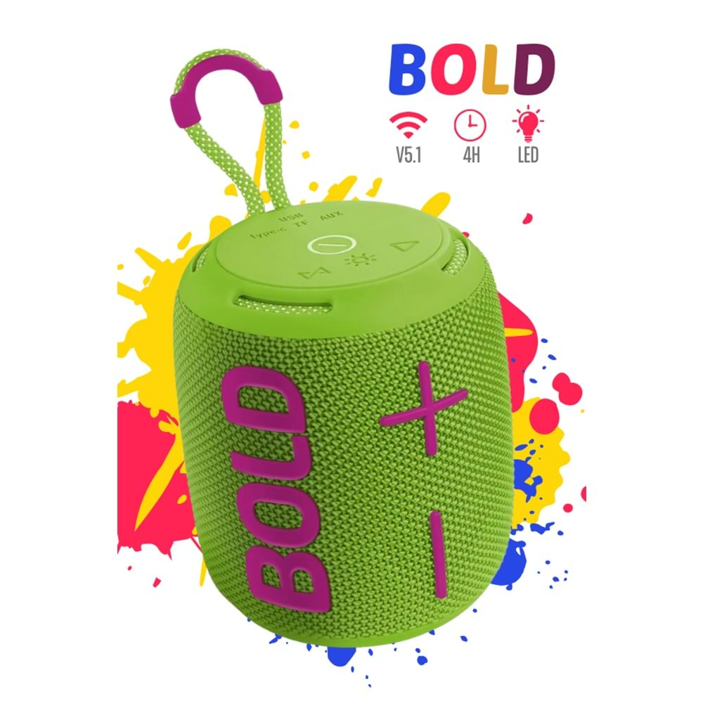 Powerway BOLD Taşınabilir Ses Bombası Kablosuz Bluetooth Hoparlör Speaker Yüksek Sesli TWS