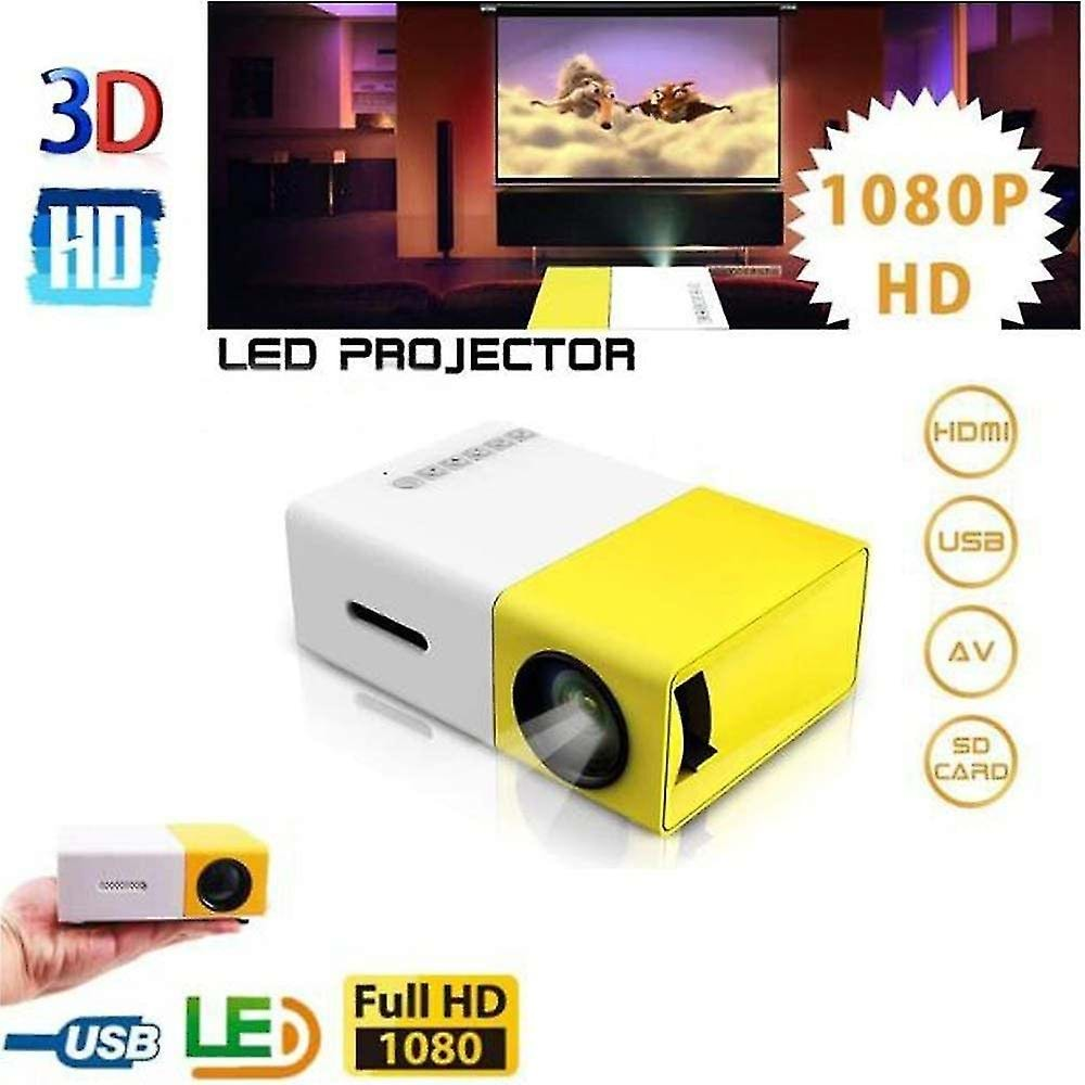 LEERFEİ LF-YG300 Mini Projektör Ses YG-300 HD USB Mini Projektör Desteği 1080P Ev Medya Oynatıcı Ev Sineması Sinema