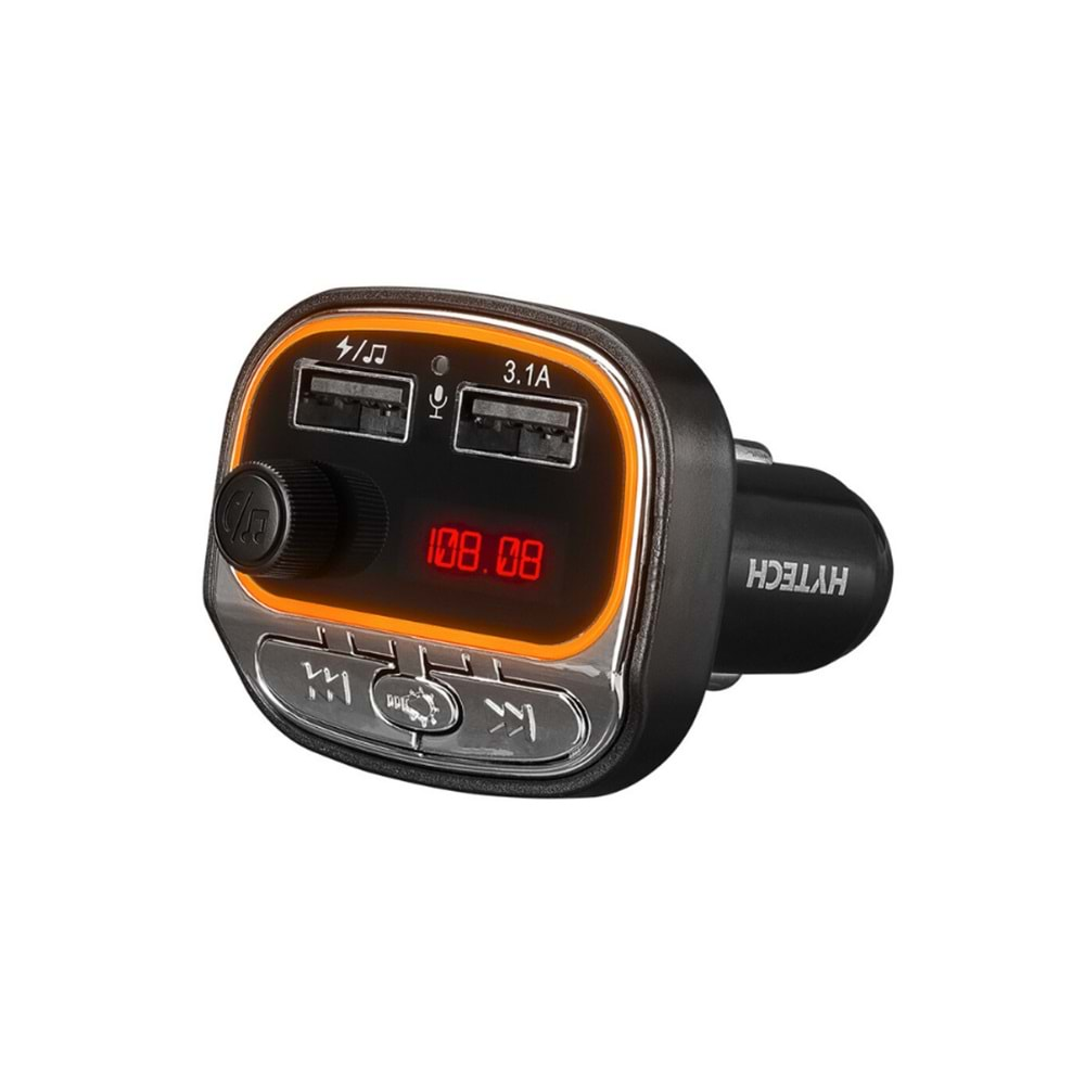 Hytech HY-XCB40 Çift USB 5V 3.1A Rainbow Işıklı Led Ekran TF Kartlı V5.0 Bluetooth Fm Transmitter