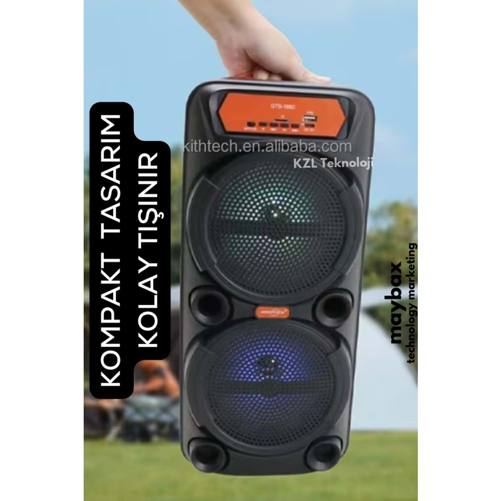 GTS-1880 KABLOSUZ MİKROFONLU IŞIKLI BLUETOOTHT SPEAKER