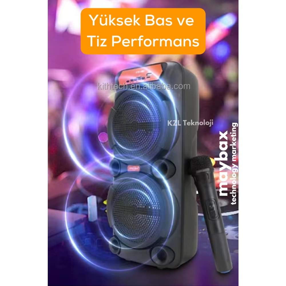 GTS-1880 KABLOSUZ MİKROFONLU IŞIKLI BLUETOOTHT SPEAKER