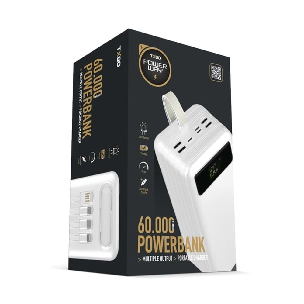 Powerway TX60 60.000 mAh Taşınabilir Hızlı Şarj Cihazı Powerbank