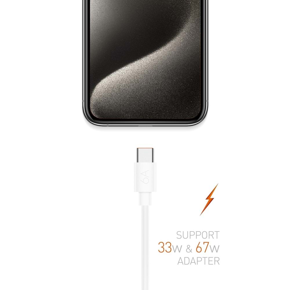 Powerway M6 Type-C To Usb-A Pd 67W 6A Şarj ve Veri Aktarım Kablosu