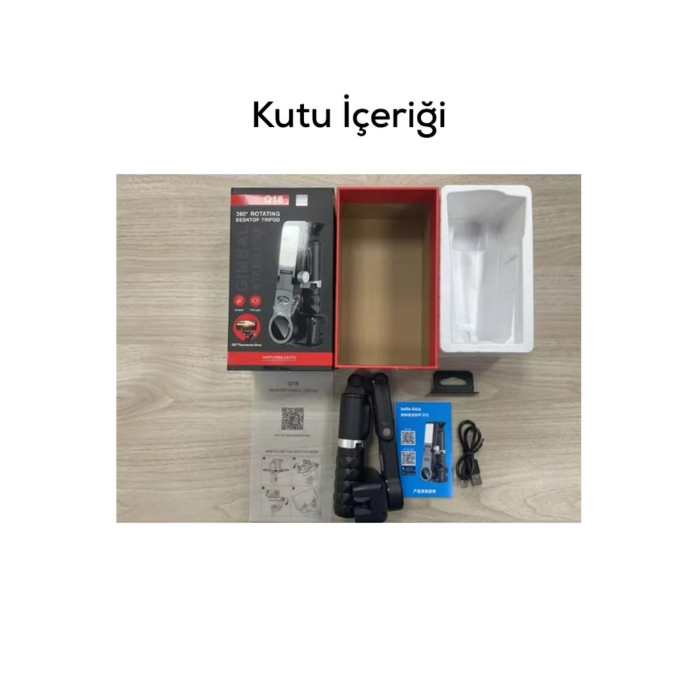 PG-Q18 GIMBAL LED IŞIKLI KUMANDALI TRİPOD SELFIE ÇUBUĞU