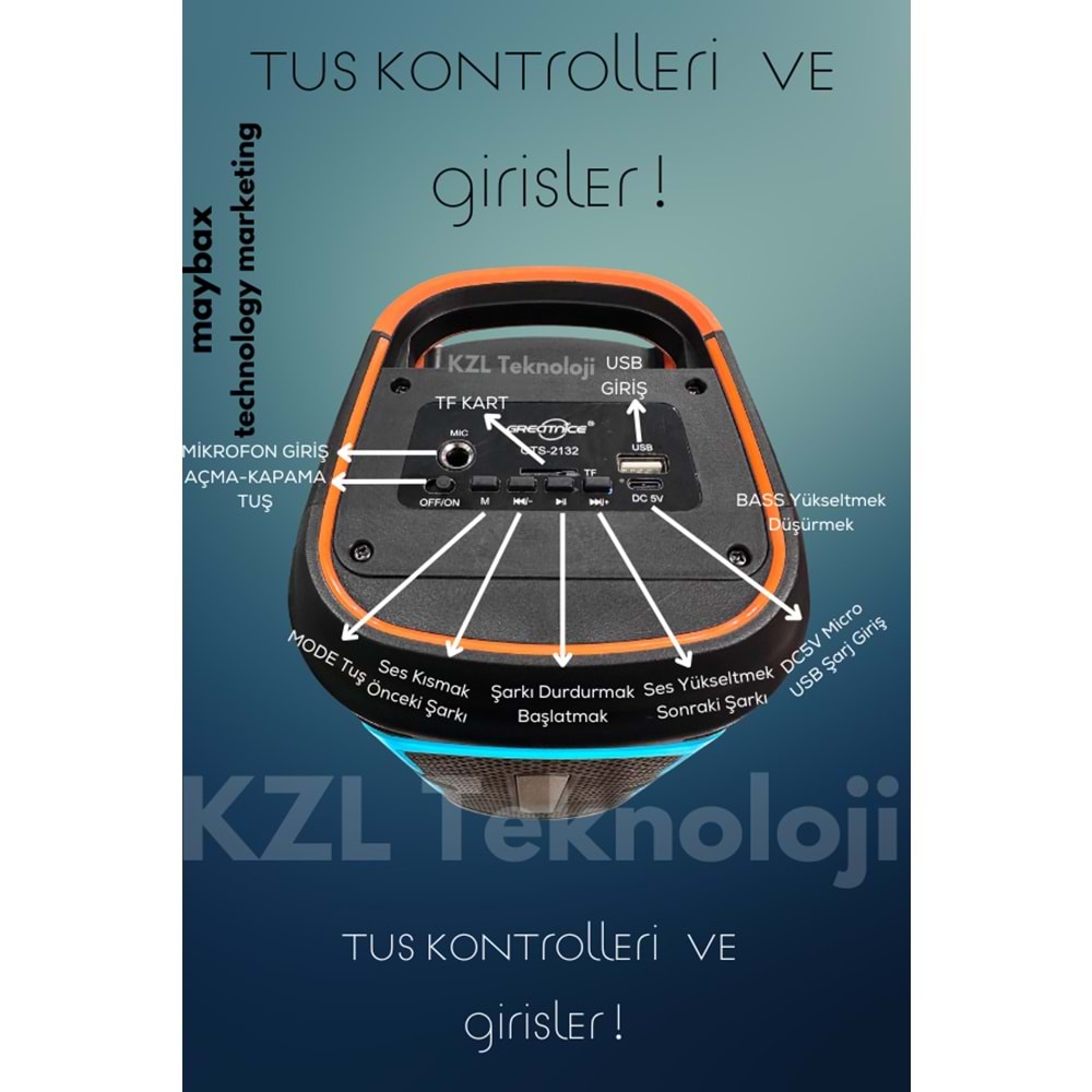 GTS-2132 IŞIKLI BLUETOTH SPEAKER