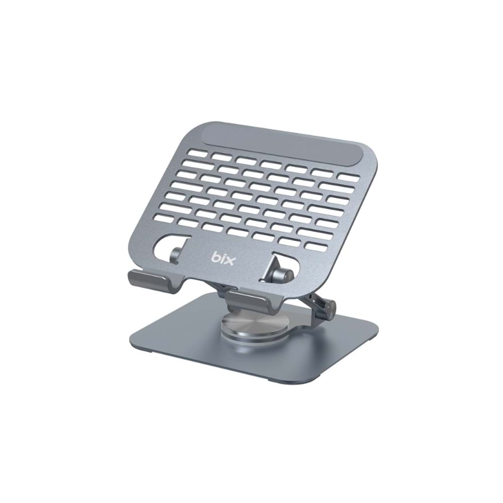 Bix PS01 360° Dönebilen ve Isı Dağılımı Özellikli Katlanabilir Taşınabilir Ergonomik Metal Tablet Standı iPad Tutucu Gr