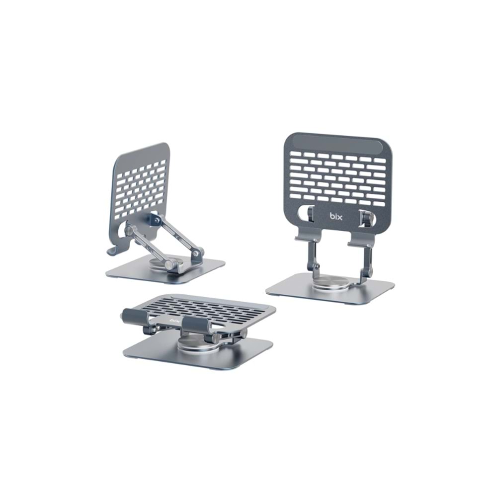 Bix PS01 360° Dönebilen ve Isı Dağılımı Özellikli Katlanabilir Taşınabilir Ergonomik Metal Tablet Standı iPad Tutucu Gr