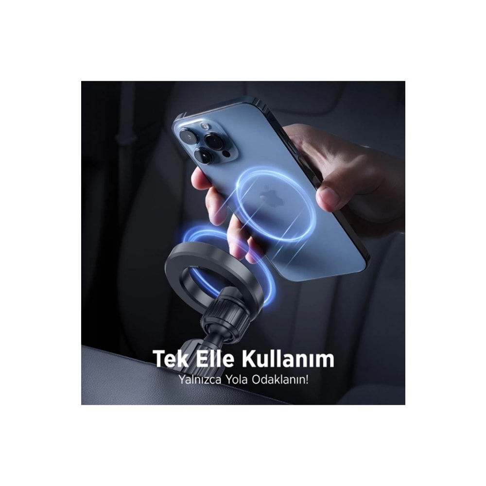 Bix BXCH8 MagLock Manyetik Araç İçi Telefon Tutucu – 360° Ayarlanabilir, Çok Açılı iPhone için Magsafe Destekli Mıknatıslı Halka Tasarım