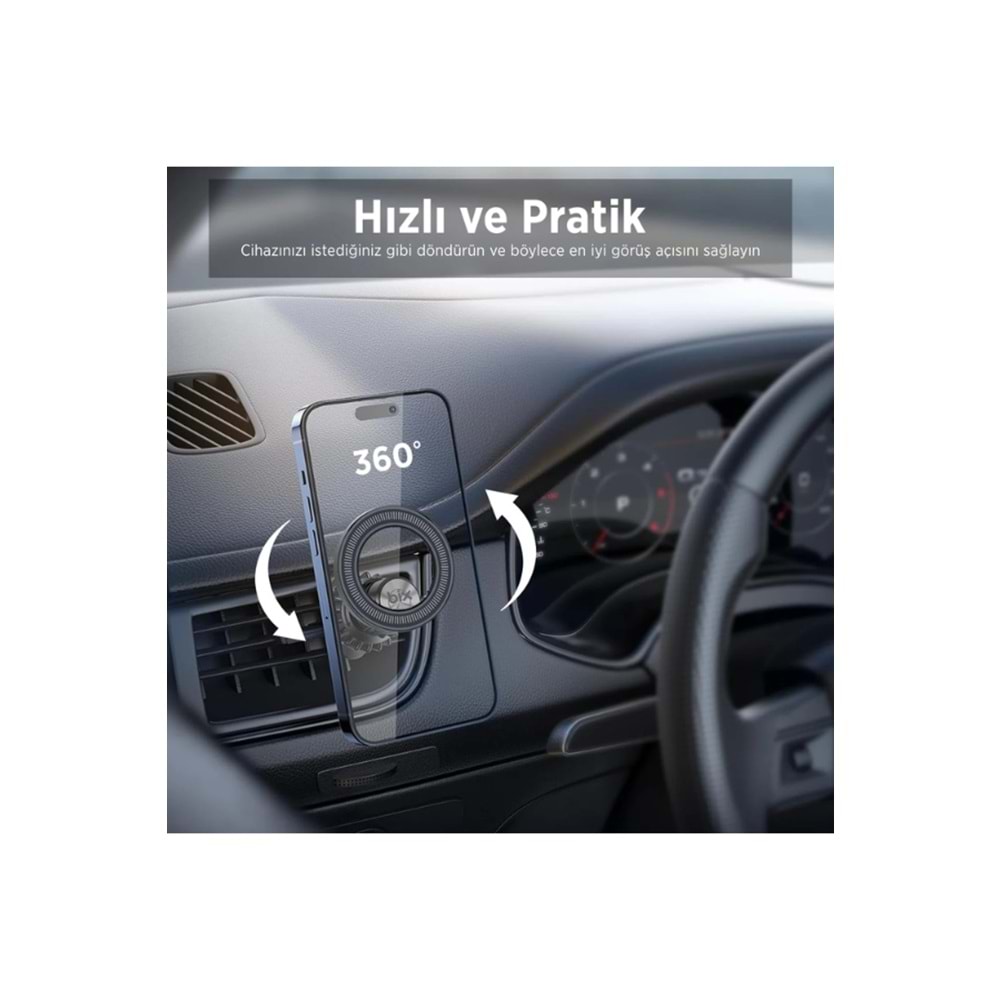 Bix BXCH8 MagLock Manyetik Araç İçi Telefon Tutucu – 360° Ayarlanabilir, Çok Açılı iPhone için Magsafe Destekli Mıknatıslı Halka Tasarım