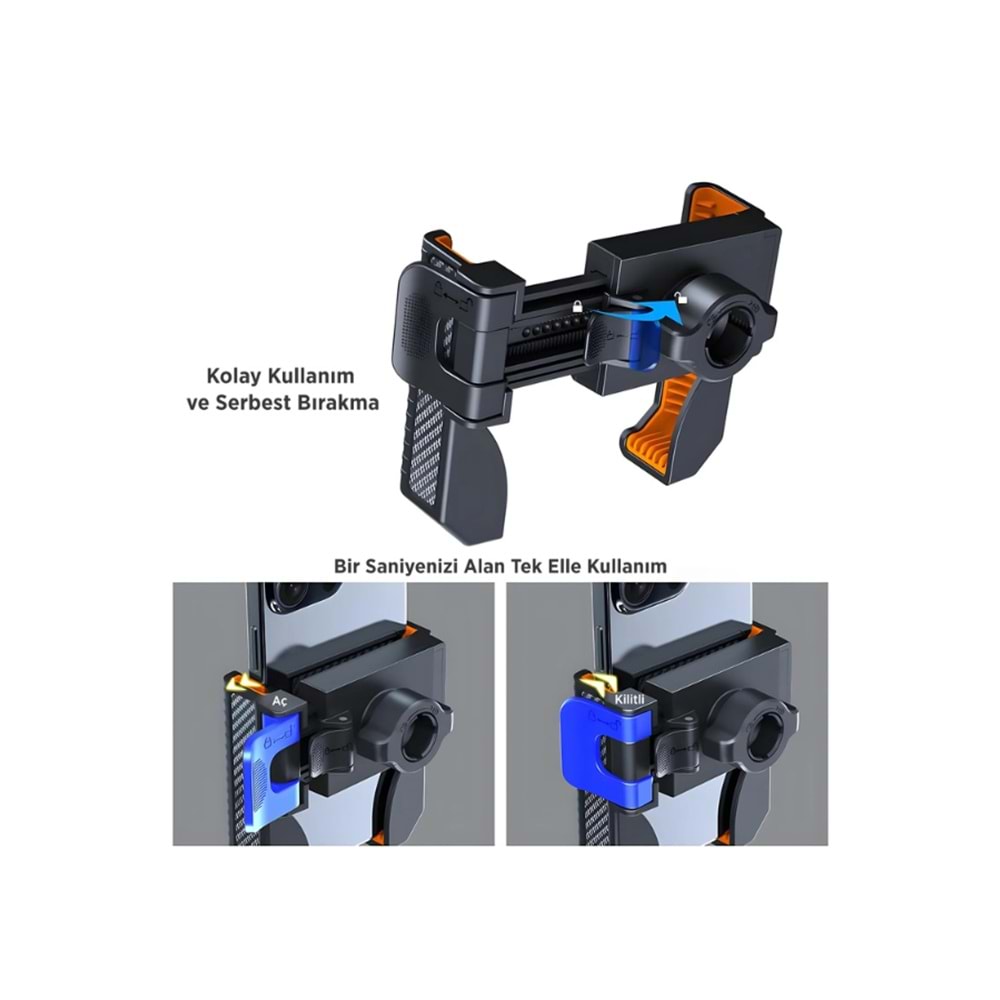 Bix BPH01 Gidon Bağlantılı Bisiklet Motosiklet için Esnek ABS 4-7.8¨ inç Telefon Tutucu 360° Dönebilen Tasarım